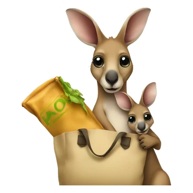 Kangaroo with baby in bag sticker