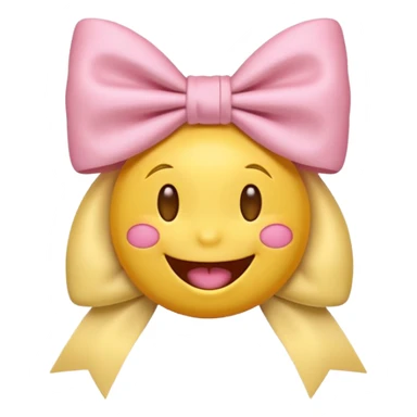 classic yellow laughing emoji with a very pretty pale pale pink bow sticker