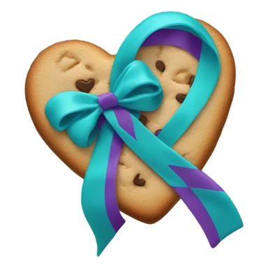 Cookie heart with teal purple awareness ribbon sticker