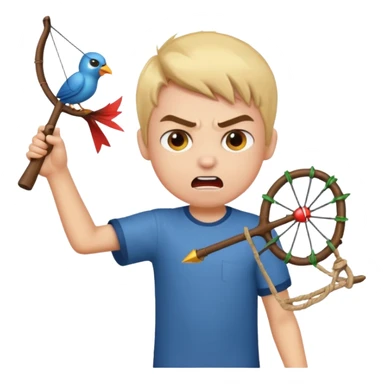 a bad boy shooting a bird with a slingshot sticker