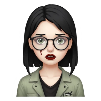 girl zombie with black hair nose piercing with glasses sticker