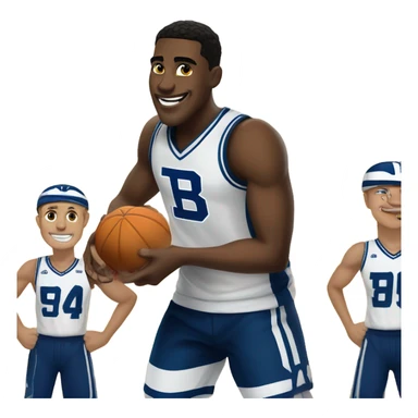 BYU basketball team playing football on a basketball court eating potatoes sticker