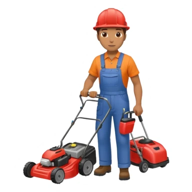 Maintenance worker
with lawnmower, full body sticker