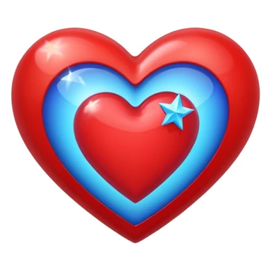 A holographic red heart with a blue star inside sticker