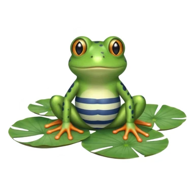 frog in striped pajamas on lily pad bed sticker