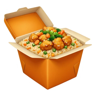Orange chicken and fried rice in a box sticker