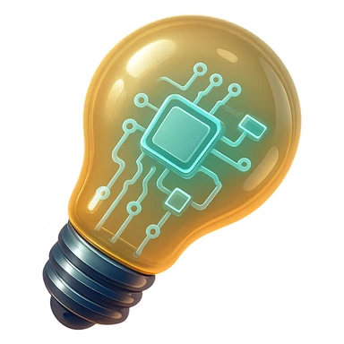smart lightbulb, shiny, metallic, futuristic sticker