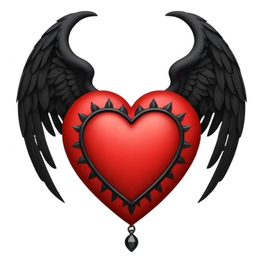 gothic heart with black wings and crimson accents sticker