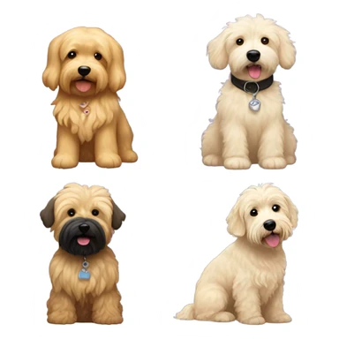 Golden golden doodle with wavy coat and white Bichon Frise and black Cairin Terrier sticker