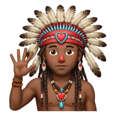 Black American man dark brown with dreads with a American Indian headdress with doing heart me sticker
