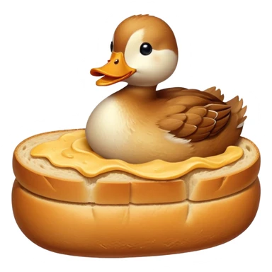 duck made of gluten emerging from a loaf of bread sticker