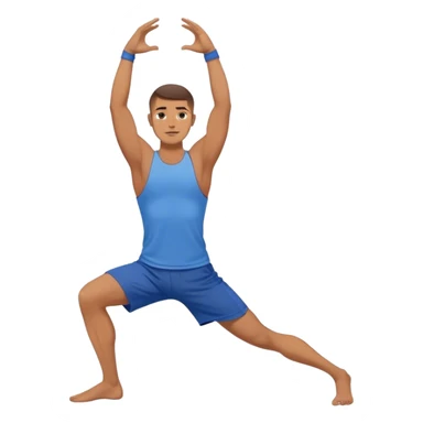 man with blue short Crescent Lunge yoga sticker