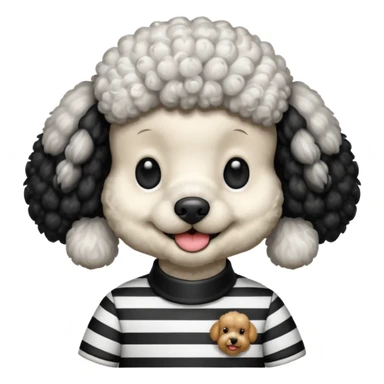 Poodle wearing black and white stripe shirt  sticker