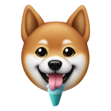 Shiba Inu black eat ice cream sticker