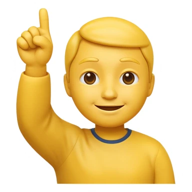 iOS-style 3D classic round yellow emoji face, confident smirk, half-closed eyes, both hands raised with thumbs pointing inward toward itself, expressing 'me' or 'I'." sticker