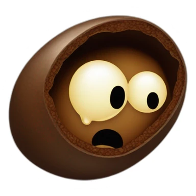 a coffee bean with a face, falling to its knees, looking upward with a grief-stricken face, asking "WHY??!??!!" sticker