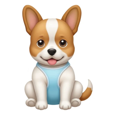 dog learning to wear a diaper, potty training sticker