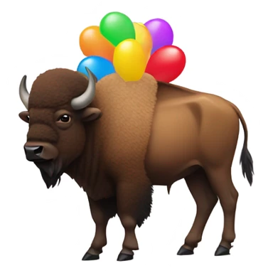 Bison celebrating with balloons sticker