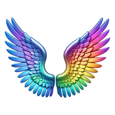 A 3d not too detailed rainbow prismatic angel wing sticker