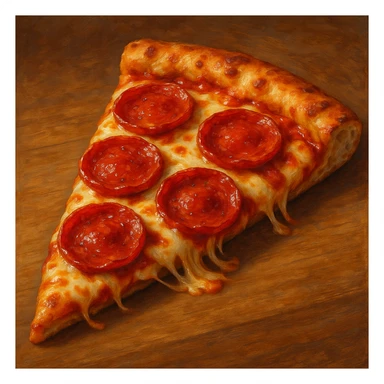 A slice of pepperoni pizza, delicious and cheesy, in general style, detailed and vibrant. sticker