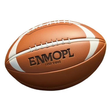 Cinematic Realistic image of a rugged rugby ball with detailed leather textures and precise stitching, rendered against a sunlit field backdrop with dynamic natural lighting that emphasizes its robust character sticker