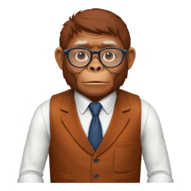 Orangutan secretary, old, glasses, vest sticker