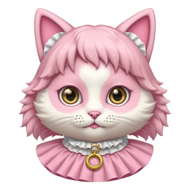 neko with big eyes, bell ruffle coller pink  sticker