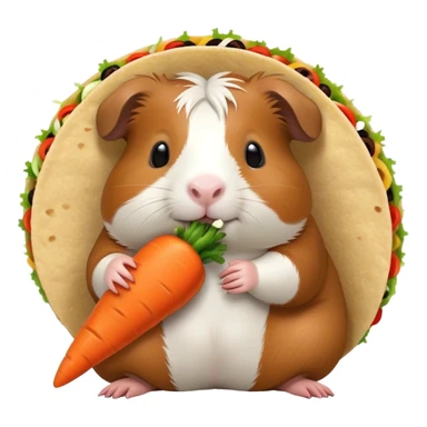 Guinea pig eating a carrot while making tacos sticker