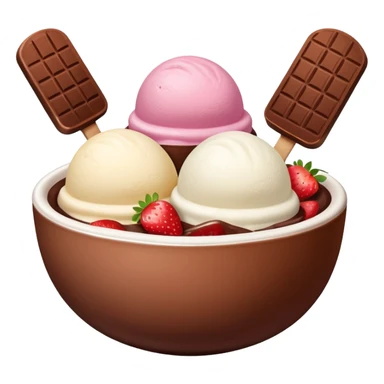 Neapolitan ice cream scoops in a bowl sticker