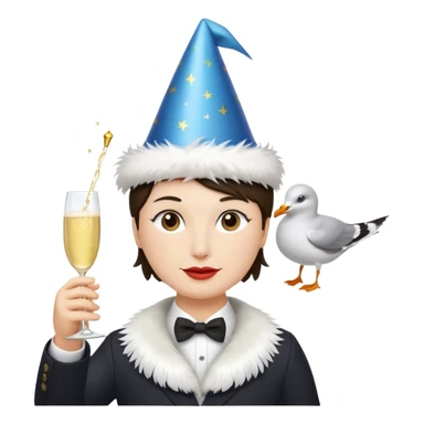 A seagull partying sticker