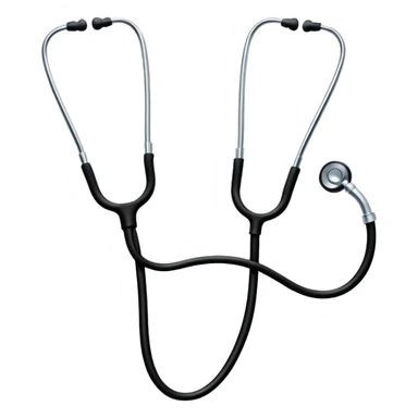 A classic stethoscope with rubber tubing and chrome chestpiece sticker