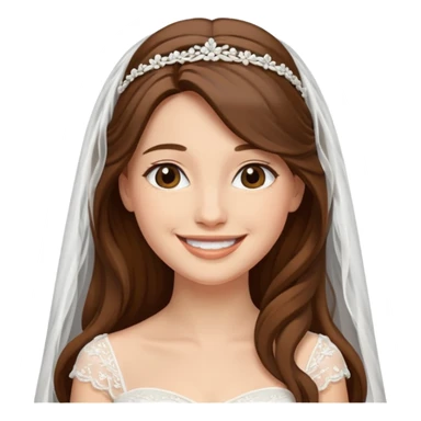 Blonde skin bride with a long veil with brown hair with a chin on her face sticker