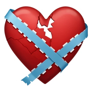 a dark red broken heart taped sticker