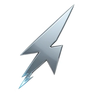 A lightning bolt emoji made of polished silver chrome, sharp yet rounded edges, glossy metallic surface, soft reflections, minimal futuristic design, iOS emoji style, centered, clean white background sticker