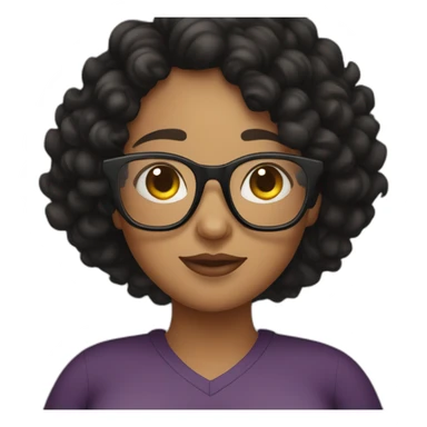 black curly haired pregnant lady with glasses sticker