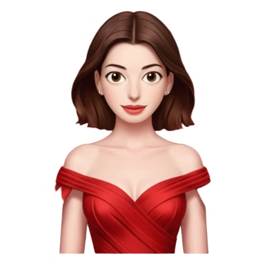 Anne Hathaway in red dress, red carpet sticker
