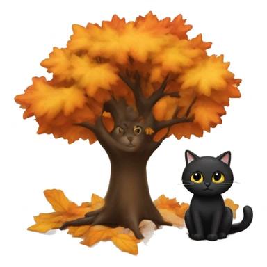 Autumn tree with a black cat sticker