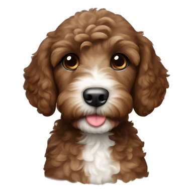Brown Labradoodle puppy with white patch on tummy sticker