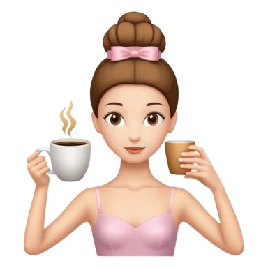 Taza de café en la parte de la cabeza y cuerpo de una vailarina sticker