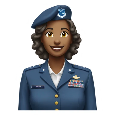 smiling woman portrait on white saluting in Air Force uniform sticker