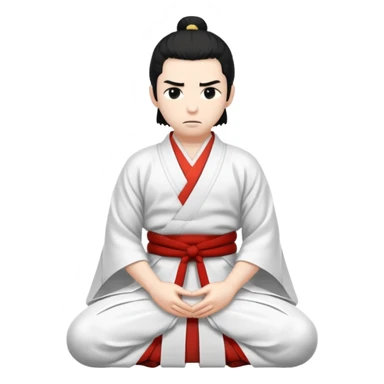kneeling samurai in all white kimono sticker