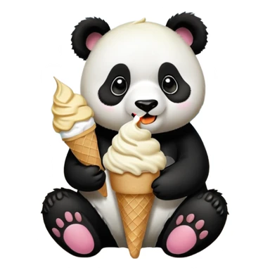 Panda eating ice cream on the beach sticker