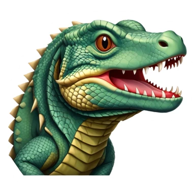 A komodo dragon with scaly skin and a forked tongue, reptilian predator sticker