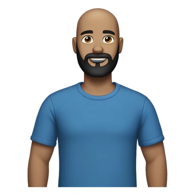 bald man with black beard and tipping hand in blue tshirt sticker