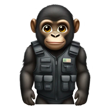 Baby Gorilla wearing a bulletproof vest sticker