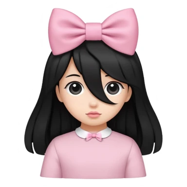 Black open hair from behind with baby pink bow sticker