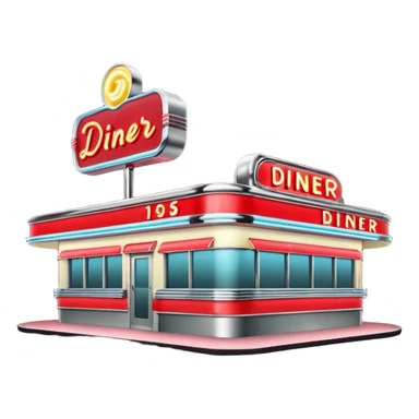 1950s diner exterior facing right sticker