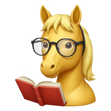 yellow horse read book with glasses sticker