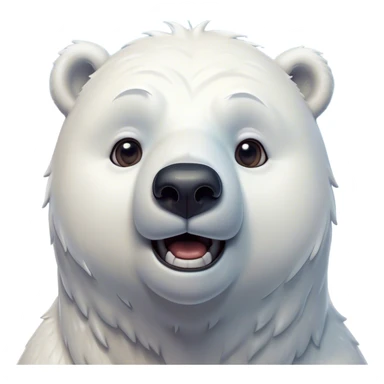 Cinematic Comical Polar Bear Portrait Emoji, Head tilted dramatically with an exaggeratedly shocked expression, featuring a robust, snowy build with wide, comically expressive eyes full of humorous disbelief, Simplified yet hilariously expressive features, highly detailed, glowing with a slightly sassy polar glow, high shine, dramatic yet playful, stylized with an air of quirky arctic attitude, soft glowing outline, capturing the essence of a meme-worthy polar bear that appears ready to side-eye its way into viral fame! sticker