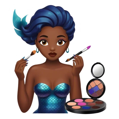 A black mermaid doing makeup sticker